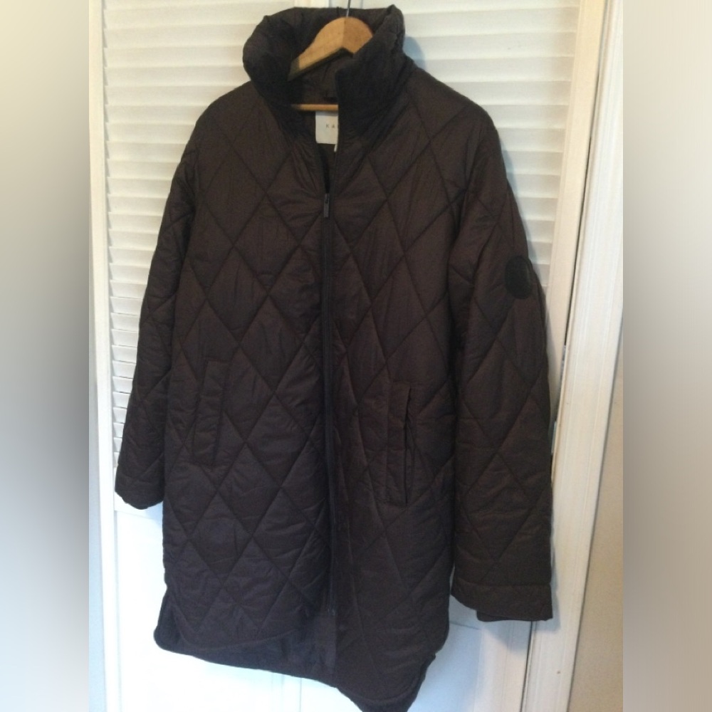 Kaffe KAlorelia Puffer Coat, Size 40, Dark Brown